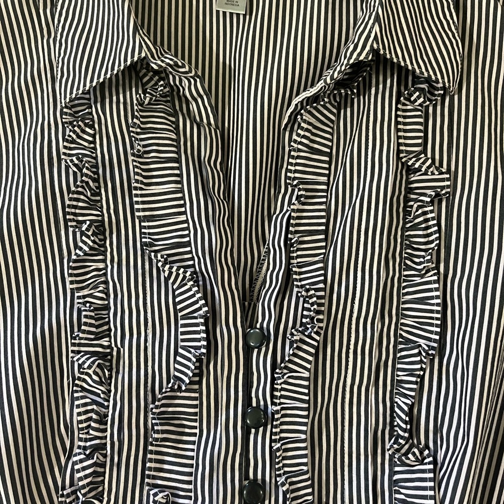 Worthington Striped Ruffle Blouse